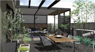 Metalowa pergola ogrodowa z dachem